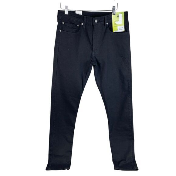 NEW Levis Flex Mens 512 Slim Taper Jeans 34x33 Jet Black Denim Dark Wash Stretch - Picture 1 of 7